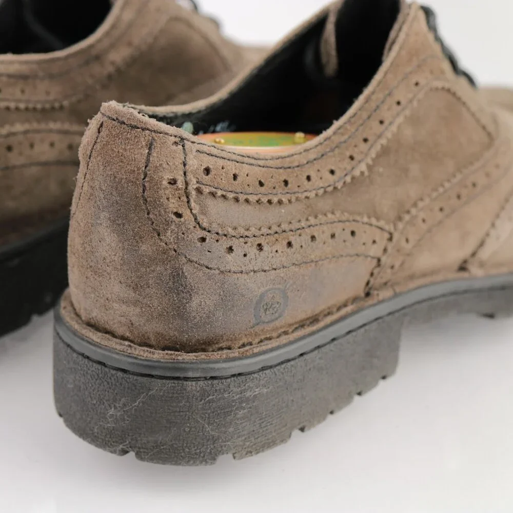 Born Mens Oxford Size 9 Brown Suede Wingtip‎ Brogue Lug Sole Dress Shoe